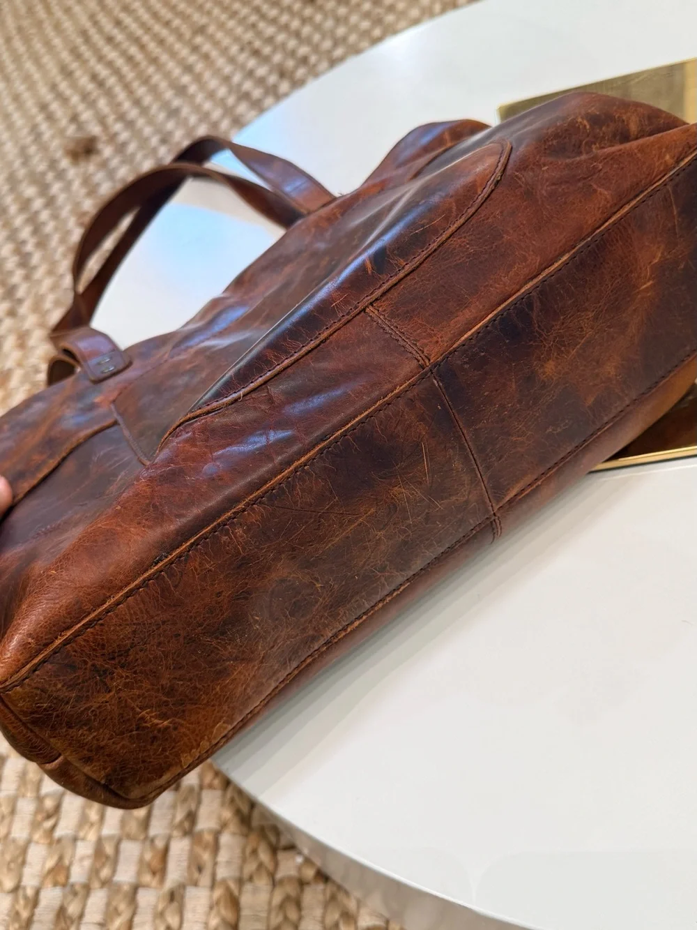 Leather Tote Bag in Distressed Brown - Classic Everyday Carry